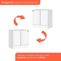 Balcão Canto Reto 1 Porta Americana Henn com Tampo MDF Americana Henn 94 cm