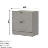 Balcão Sem Tampo 2 Gavetões Americana Henn 80cm
