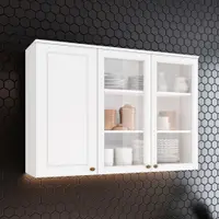 Armário Aéreo 3 Portas de Vidro Americana Henn 120cm