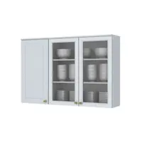 Armário Aéreo 3 Portas de Vidro Americana Henn 120cm
