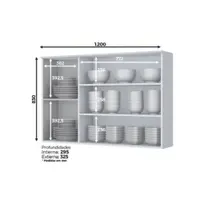 Armário Aéreo 3 Portas de Vidro Americana Henn 120cm