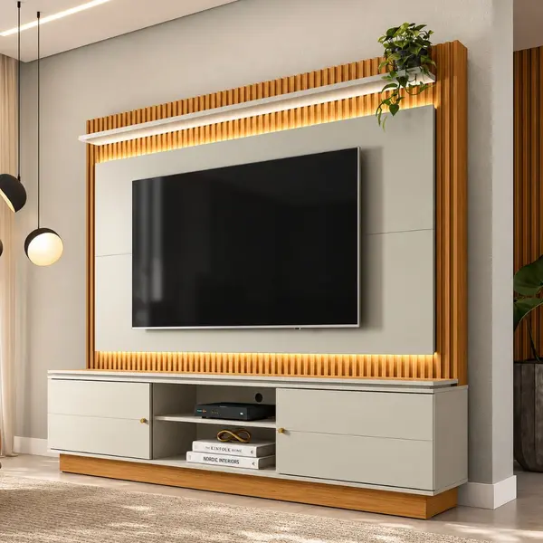 Estante Home para TV até 75'' com LED Guararapes Linea Brasil 215cm