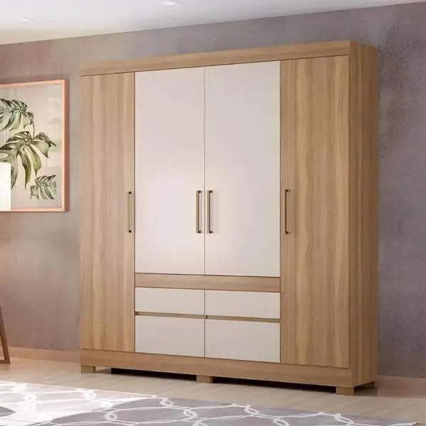 Guarda-Roupa Casal 4 Portas 4 Gavetas Demobile Bilbao