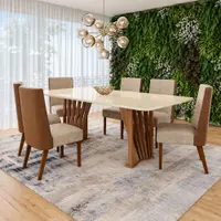 Conjunto de Mesa Tampo de Vidro 6 Cadeiras Adriana Henn 200x80cm