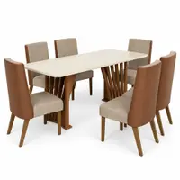 Conjunto de Mesa Tampo de Vidro 6 Cadeiras Adriana Henn 200x80cm