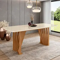 Conjunto de Mesa Tampo de Vidro 6 Cadeiras Adriana Henn 200x80cm