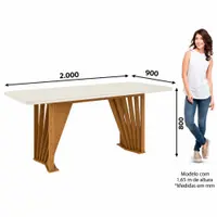Conjunto de Mesa Tampo de Vidro 6 Cadeiras Adriana Henn 200x80cm
