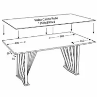 Conjunto de Mesa Tampo de Vidro 6 Cadeiras Adriana Henn 200x80cm