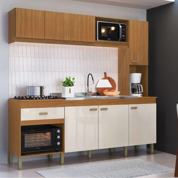 Cozinha Indekes Dubai 7 Portas 1 Gaveta Sem Tampo