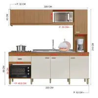 Cozinha Indekes Dubai 7 Portas 1 Gaveta Sem Tampo