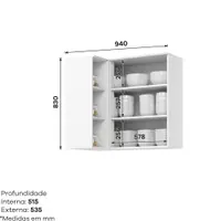 Armário Aéreo Para Cozinha Henn Americana de Canto Reto 1 Porta