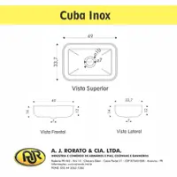 Tampo para Pia com Cuba Inox 150 cm Rorato