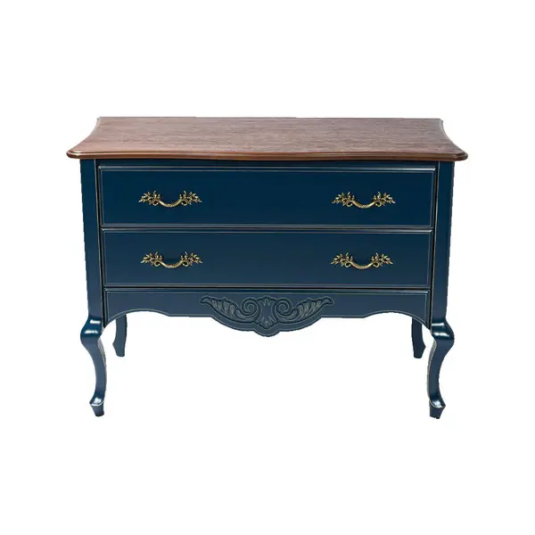 Cômoda Decorativa Julieta com 2 Gavetas Azul/Imbuía G71 - Gran Belo