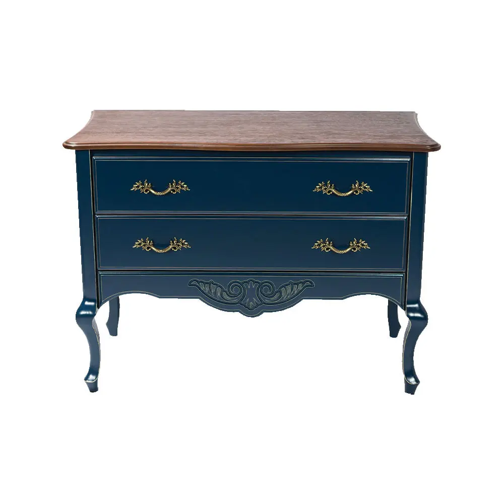 Cômoda Decorativa Julieta com 2 Gavetas Azul/Imbuía G71 - Gran Belo