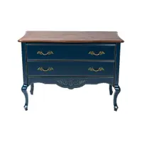 Cômoda Decorativa Julieta com 2 Gavetas Azul/Imbuía G71 - Gran Belo
