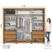 Guarda-Roupa Casal 2 Portas de Correr 4 Gavetas Thor Henn