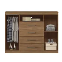 Cômoda Santos Andirá Havana Master 2 Portas 4 Gavetas com Nicho e Cabideiro
