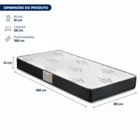 Colchão Solteiro Espuma Gazin Supreme D33 88x188x14cm