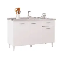 Balcão de Cozinha 120 cm 3 Portas 1 Gaveta Poquema