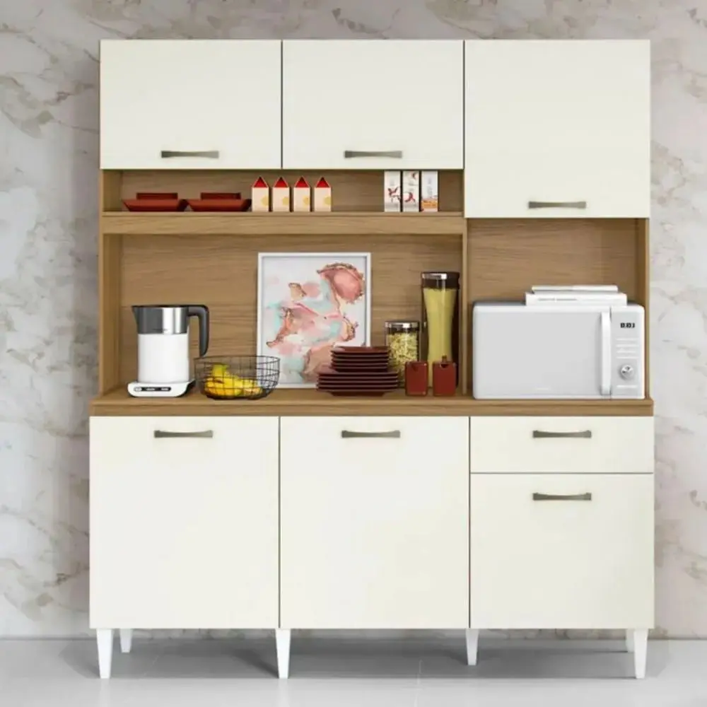 Cozinha Compacta 6 Portas 1 Gavetas com Tampo Aramóveis Siena