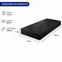 Colchão Solteiro Espuma D20 Bem MM Black Hellen 88x188x12cm