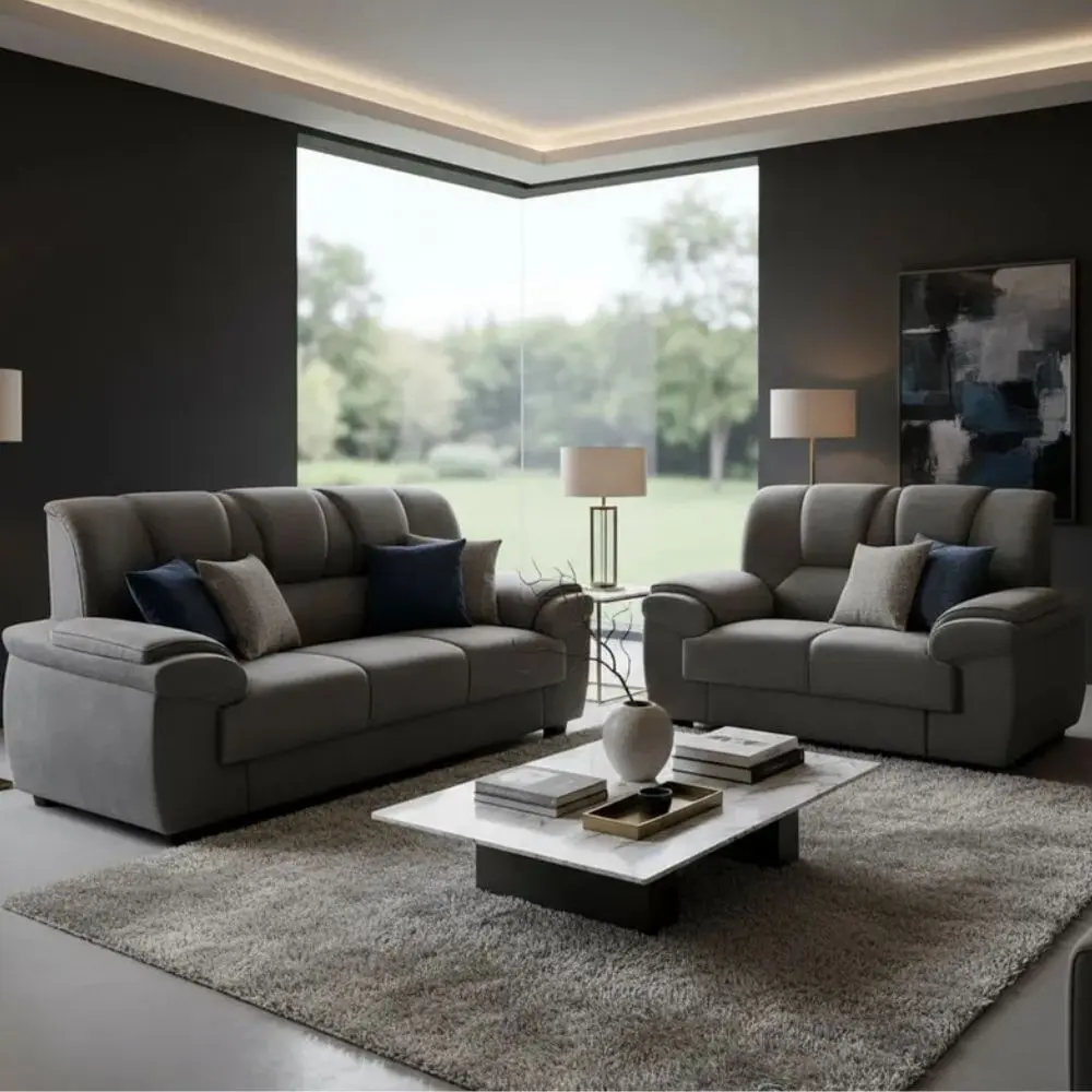 Conjunto de Sofá Paraná Fluence 3 e 2 Lugares com Estrutura Reforçada e Assento Confortável