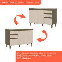 Balcão Para Pia 3 Portas 2 Gavetas Connect Henn 120 cm