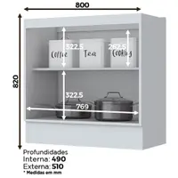 Balcão Sem Tampo 2 Portas Americana Henn 80cm