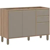 Balcão de Cozinha 120 cm 2 Portas 3 Gavetas sem Tampo Luciane Yara