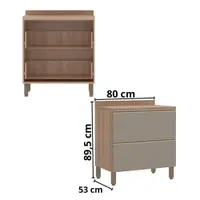 Balcão de Cozinha 80 cm 2 Gavetões com Tampo Luciane Yara