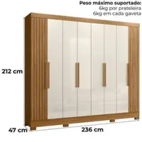 Guarda Roupa Moval Diplomata 8 Portas 4 Gavetas Sem Espelho