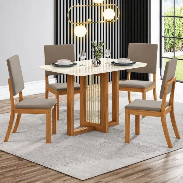 Conjunto Mesa Henn Natali Tampo De Vidro 4 Cadeiras