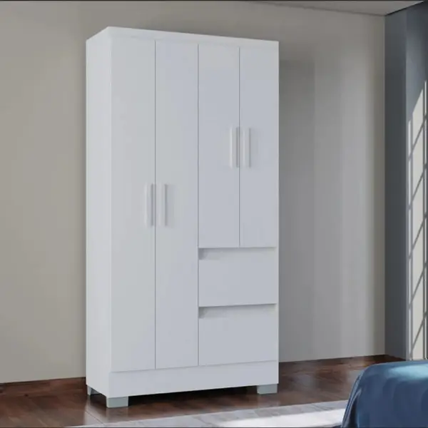Guarda-Roupa Solteiro 4 Portas 2 Gavetas Poquema Nápoles
