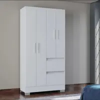 Guarda-Roupa Solteiro 4 Portas 2 Gavetas Poquema Nápoles