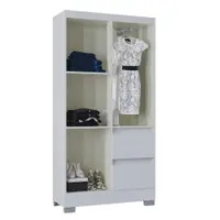 Guarda-Roupa Solteiro 4 Portas 2 Gavetas Poquema Nápoles