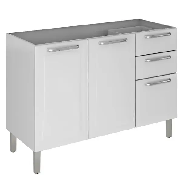 Balcão de Cozinha 120 cm 3 Portas 2 Gavetas Sem Tampo Itatiaia Tarsila