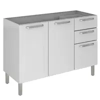 Balcão de Cozinha 120 cm 3 Portas 2 Gavetas Sem Tampo Itatiaia Tarsila
