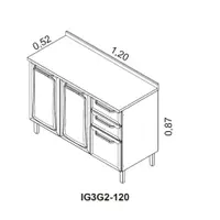 Balcão de Cozinha 120 cm 3 Portas 2 Gavetas Sem Tampo Itatiaia Tarsila
