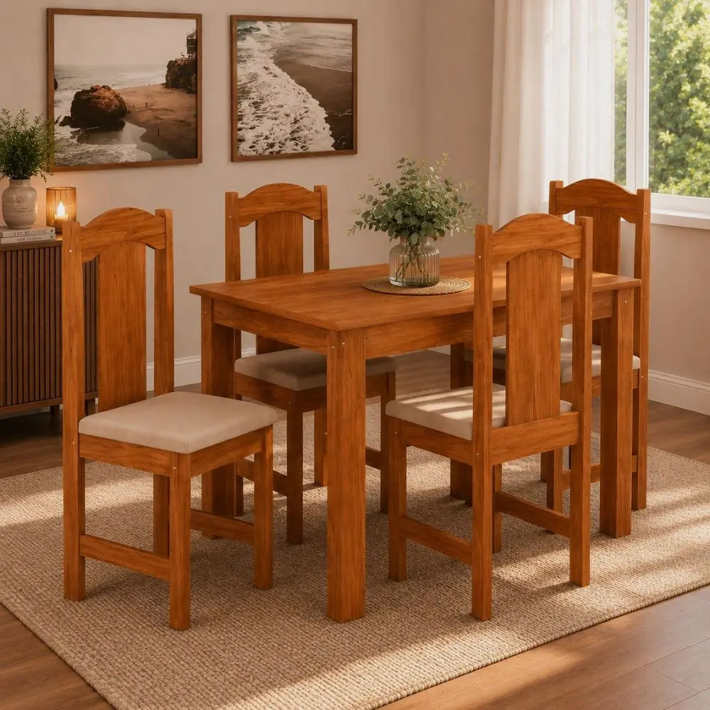 Mesa de Jantar 4 Cadeiras 76,5cm x 76,5cm Arauna
