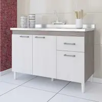 Balcão de Cozinha 120 cm 3 Portas 1 Gaveta sem Tampo Indekes