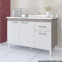 Balcão de Cozinha 120 cm 3 Portas 1 Gaveta sem Tampo Indekes