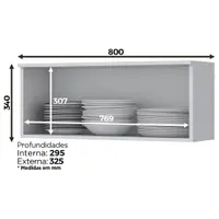 Armário Aéreo Basculante 1 Porta Americana Henn 80 cm