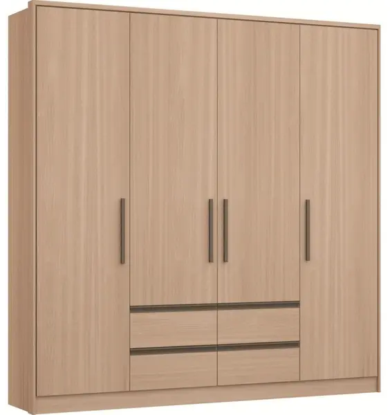 Guarda-roupa / Roupeiro 4 Portas 4 Gavetas Luxus Castro Nogueira 221cm