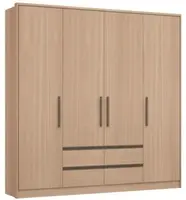 Guarda-roupa / Roupeiro 4 Portas 4 Gavetas Luxus Castro Nogueira 221cm