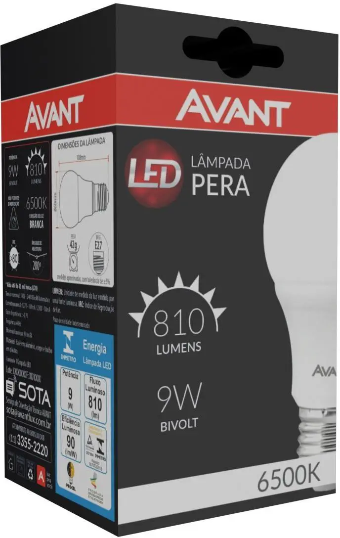 Lampada LED Avant HE810 9W 6500K Bivolt