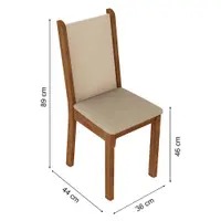 Conjunto Sala de Jantar Moscou Plus Madesa Mesa Tampo de Vidro com 4 Cadeiras Rustic/Crema/Sintético Bege