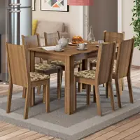 Conjunto Sala de Jantar Madesa Maris Mesa Tampo de Madeira com 6 Cadeiras Rustic/Bege Marrom