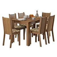 Conjunto Sala de Jantar Madesa Maris Mesa Tampo de Madeira com 6 Cadeiras Rustic/Bege Marrom