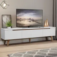 Rack Retrô Madesa Reims para TV até 75 Polegadas Pés de Madeira Branco