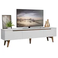 Rack Retrô Madesa Reims para TV até 75 Polegadas Pés de Madeira Branco
